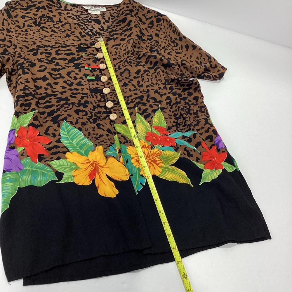 Sharon Anthony Life Styles Tropical Blouse Swim Cover Rayon Animal Print S - Picture 10 of 10